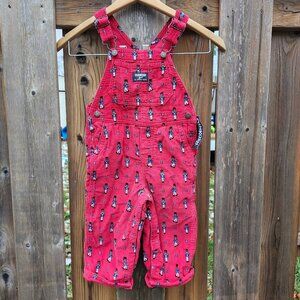OshKosh Baby Nutcracker Print Corduroy Overalls - Red 24 Months BNWT